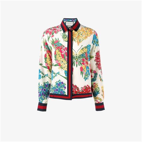 gucci corsage silk print shirt replica|gucci t shirt real.